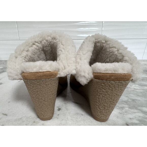 Isabel Marant Takita Shearling Suede Wedge Mule Slide On Shoes Size 37 - Picture 14 of 16
